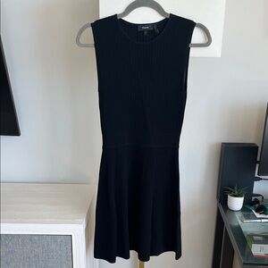 Theory Black Ribbed Sleeveless Mini Dress